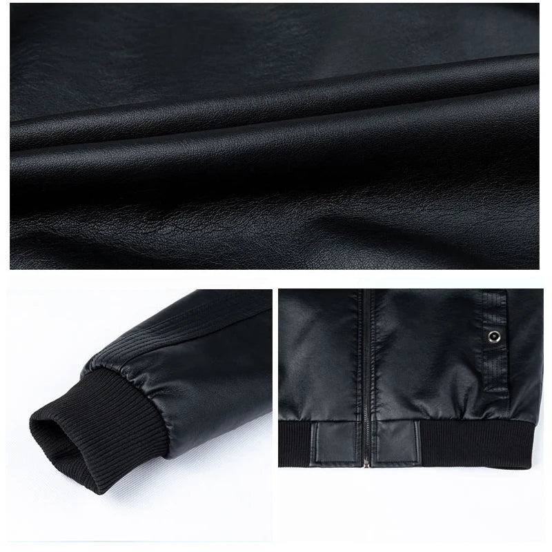 Vintage Zip-Up Leather Jacket: Stylish Motorcycle Outerwear for Men