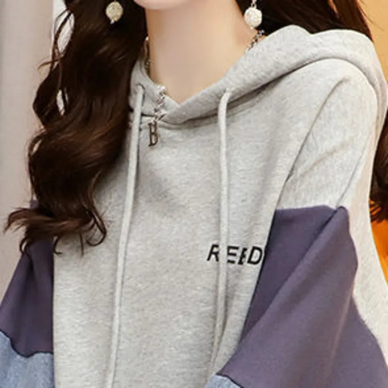 Casual Patchwork Hoodie - Women's Streetwear Style