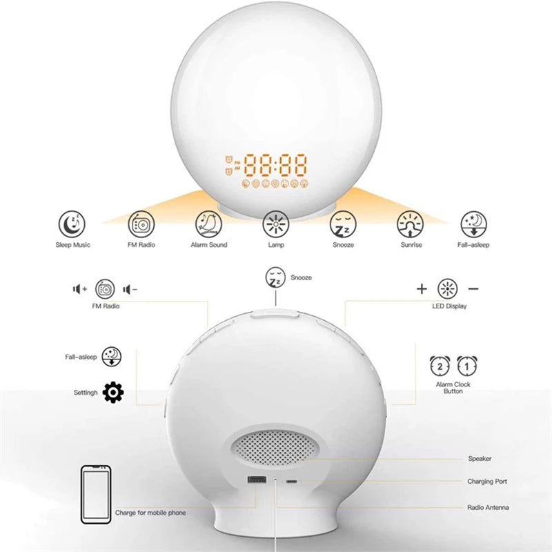 Sunrise Simulation Alarm Clock with Dual Alarms & FM Radio