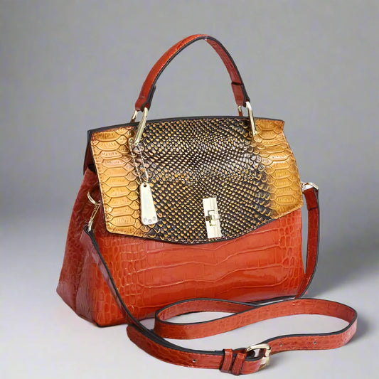 Luxury Snakeskin Patent Leather Shoulder Bag