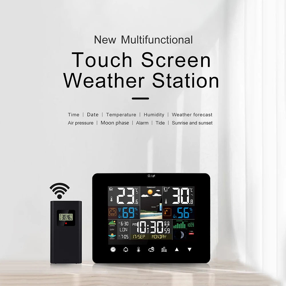 Weather Station Alarm Clock with Wireless Sensor & Touch Screen