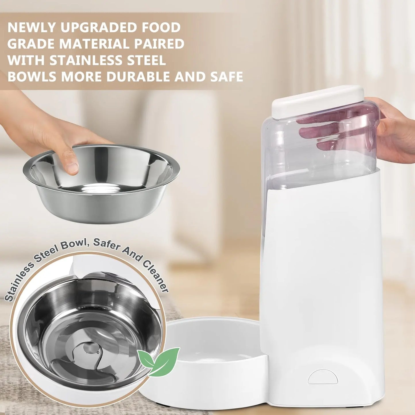 Automatic Pet Feeder & Water Dispenser with Stainless Steel Bowl