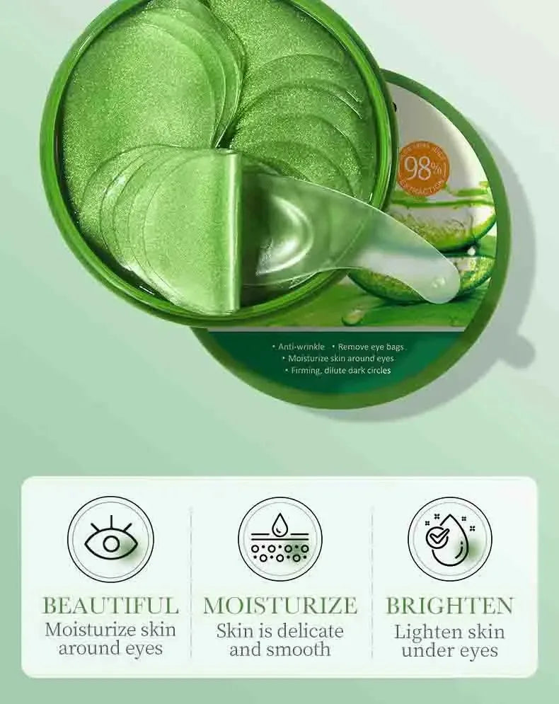 60pcs Aloe Vera Collagen Eye Mask for Dark Circles & Wrinkles