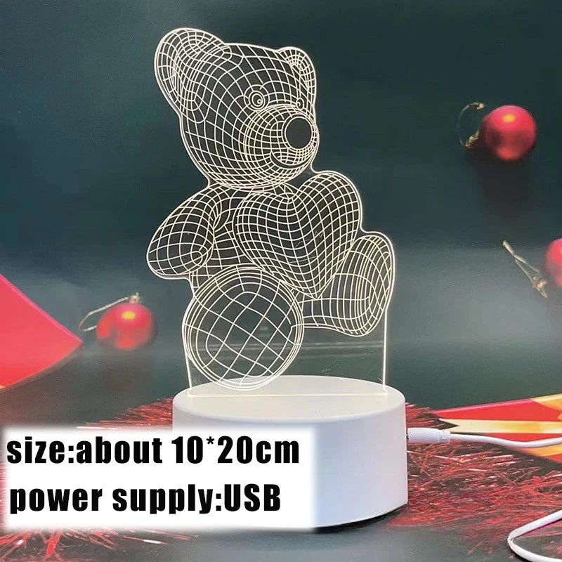 3D Creative Bear LED Night Light USB Acrylic Lamp for Home & Gifts