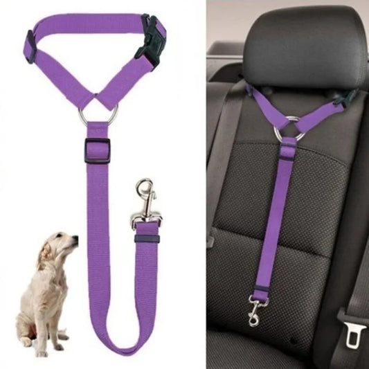 Adjustable Two-in-One Pet Car Seat Belt & Leash – Backseat Safety Harness for Dogs