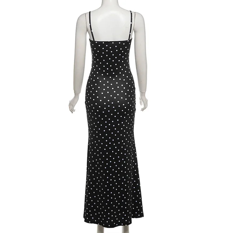 Slim Polka Dot Dress - Backless Summer Party Wear