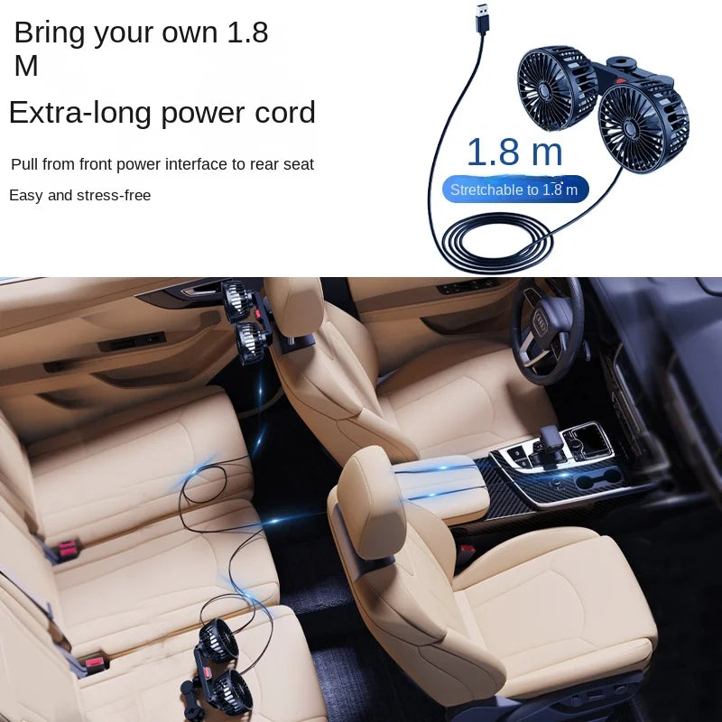 3-Speed Dual Head Car Seat Cooling Fan