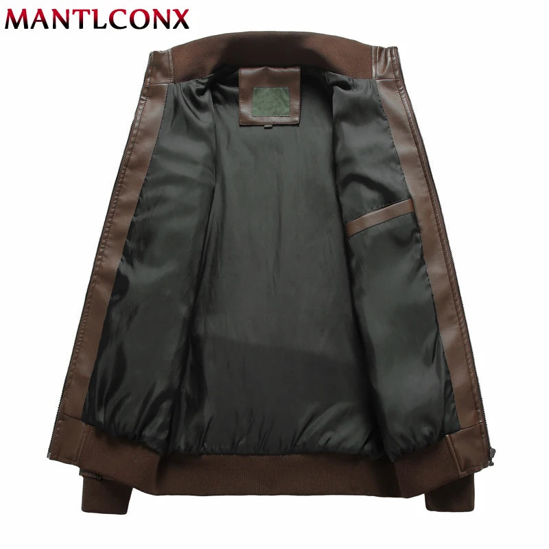 Vintage Zip-Up Leather Jacket: Stylish Motorcycle Outerwear for Men ...