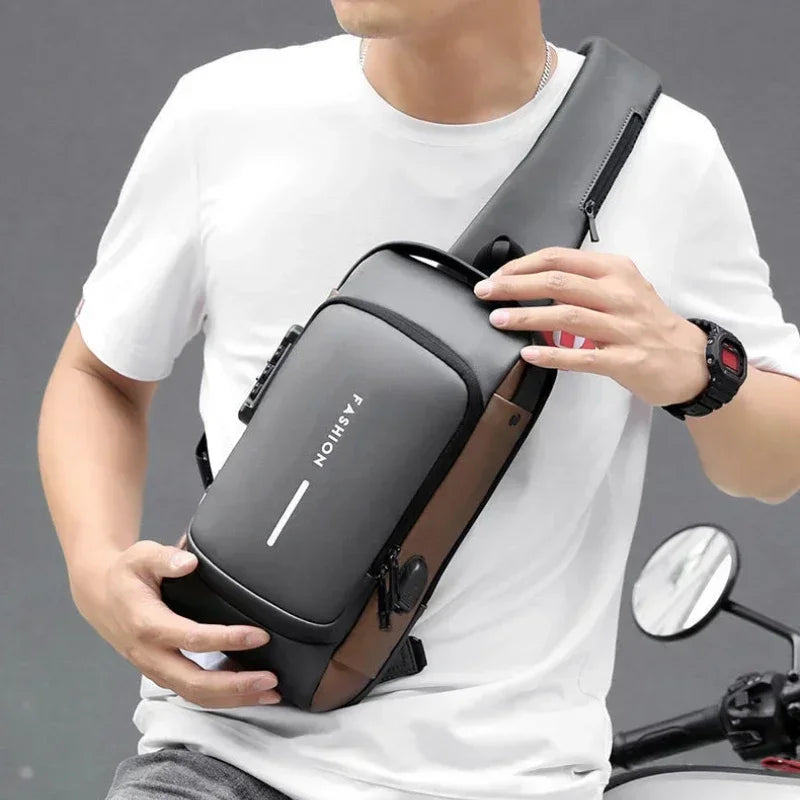 Men's Anti-Theft Crossbody Bag with USB Charging