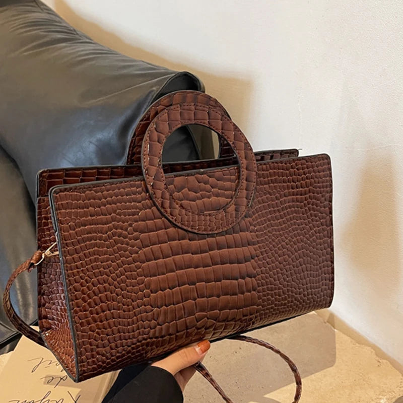 Luxury Crocodile Pattern PU Leather Handbag