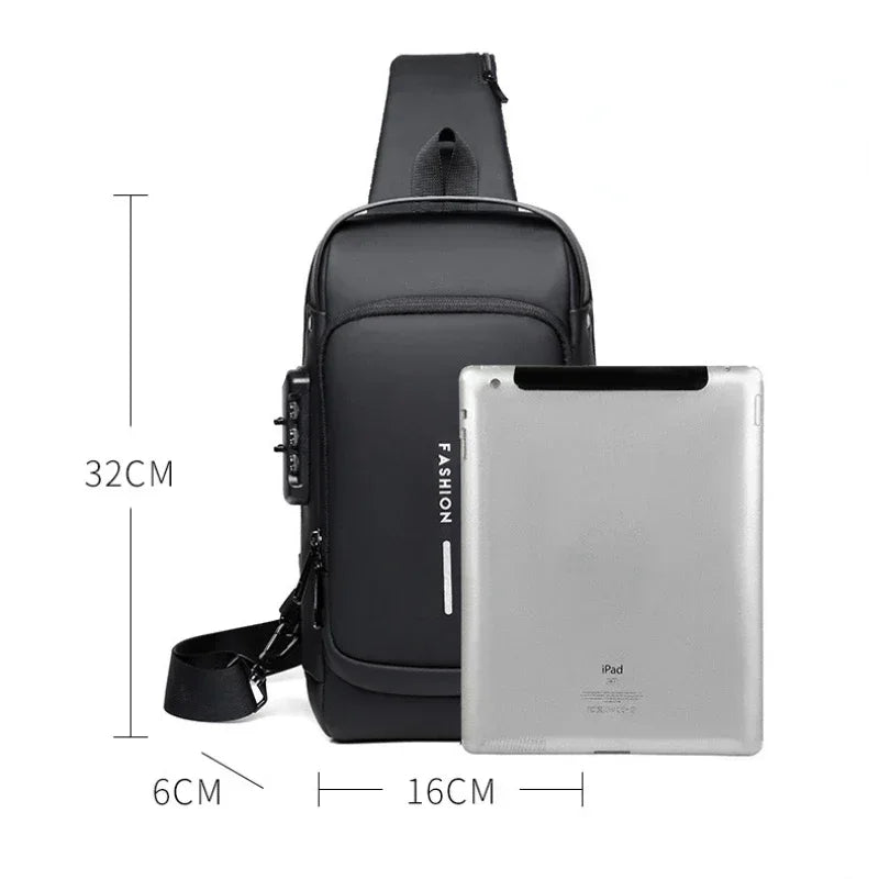 Men's Anti-Theft Crossbody Bag with USB Charging