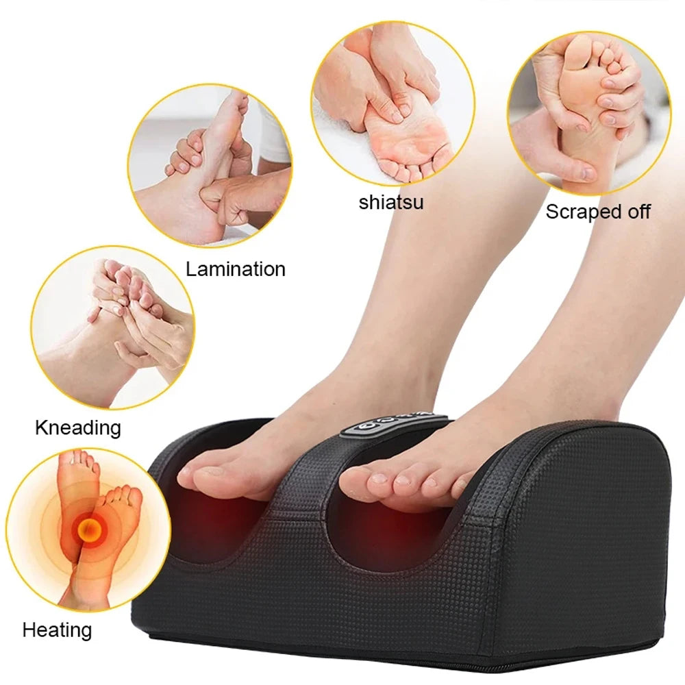 Electric Shiatsu Foot Massager: Deep Tissue Relaxation with Heated Rollers for Calf Pain Relief and Muscle Fatigue