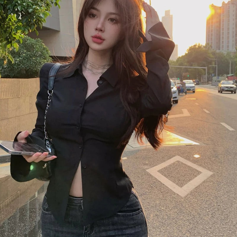 Korean Streetwear: Fashionable Women's Bell Sleeve Blouse