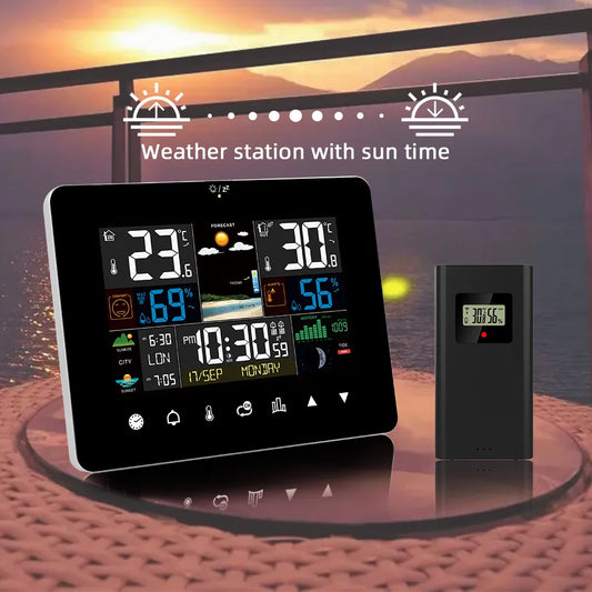 Weather Station Alarm Clock with Wireless Sensor & Touch Screen