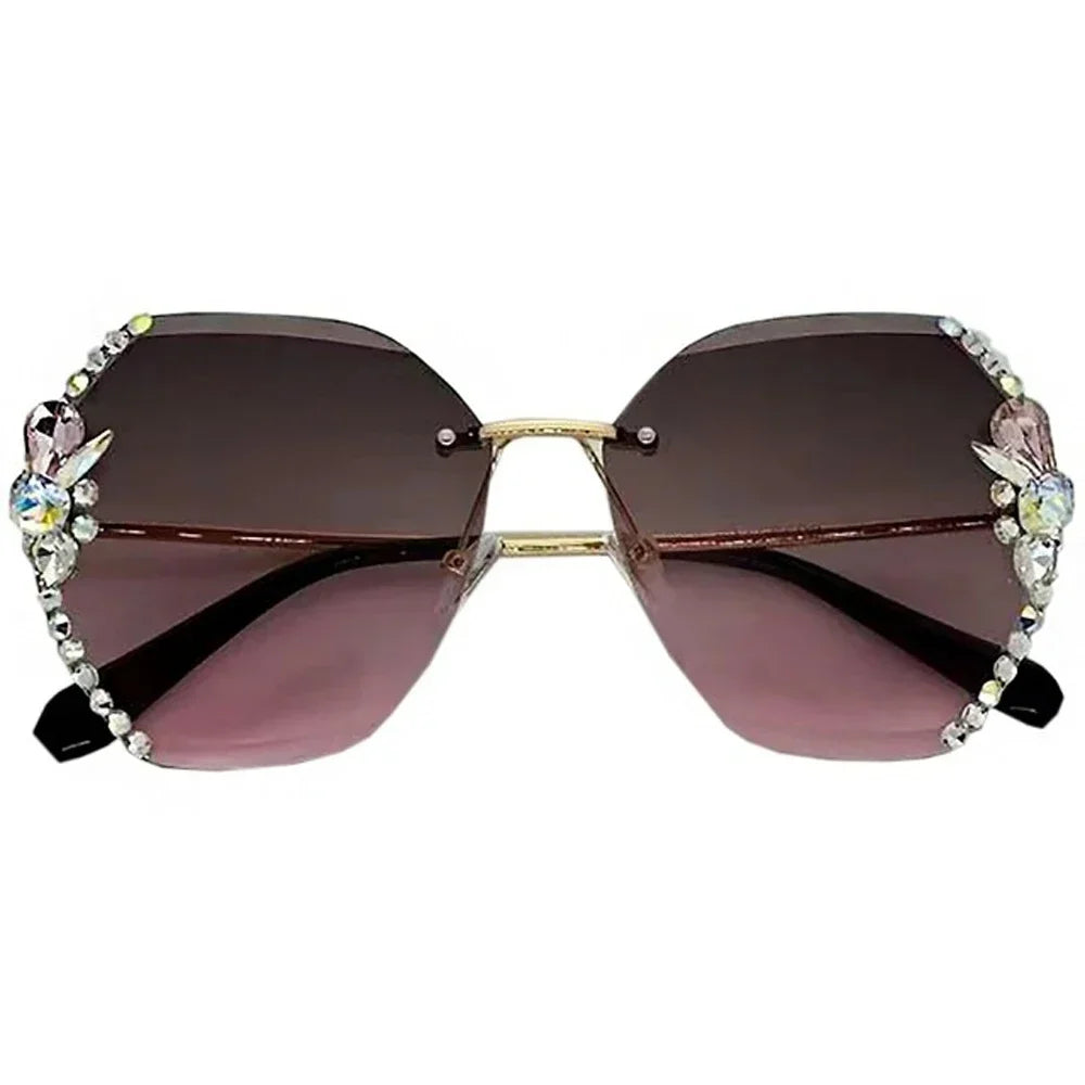 Vintage Rimless Rhinestone Sunglasses – Luxury Women's Shades