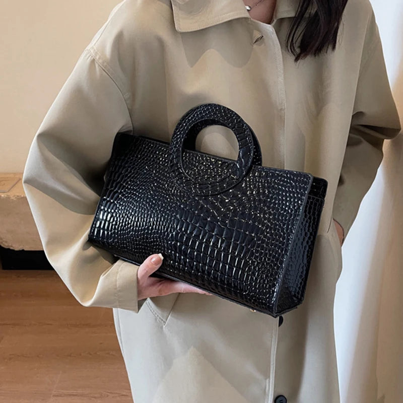 Luxury Crocodile Pattern PU Leather Handbag