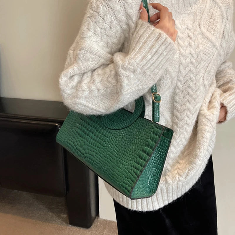 Luxury Crocodile Pattern PU Leather Handbag