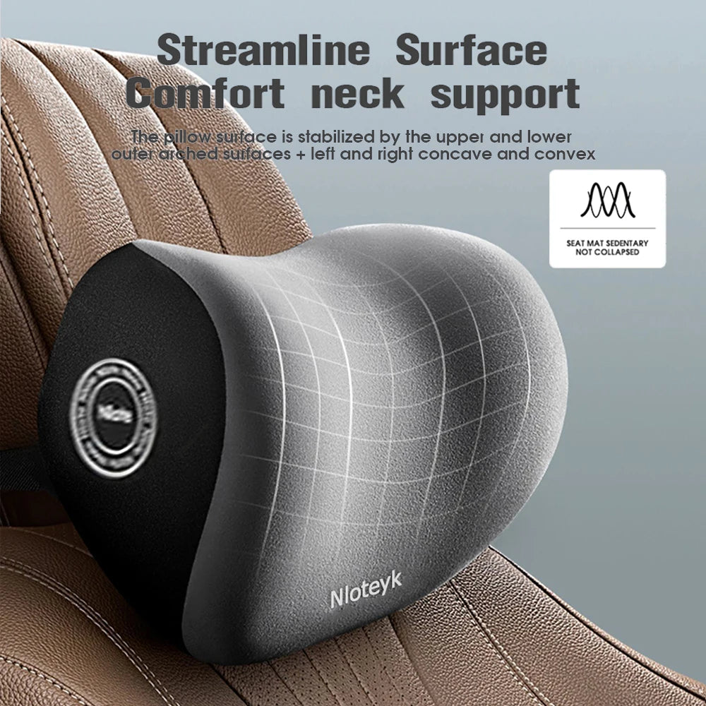 Memory Foam Car Neck & Lumbar Support Pillow - Breathable Headrest Cushion