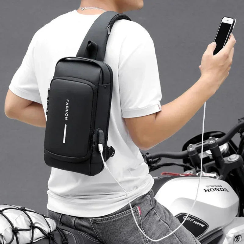 Men's Anti-Theft Crossbody Bag with USB Charging