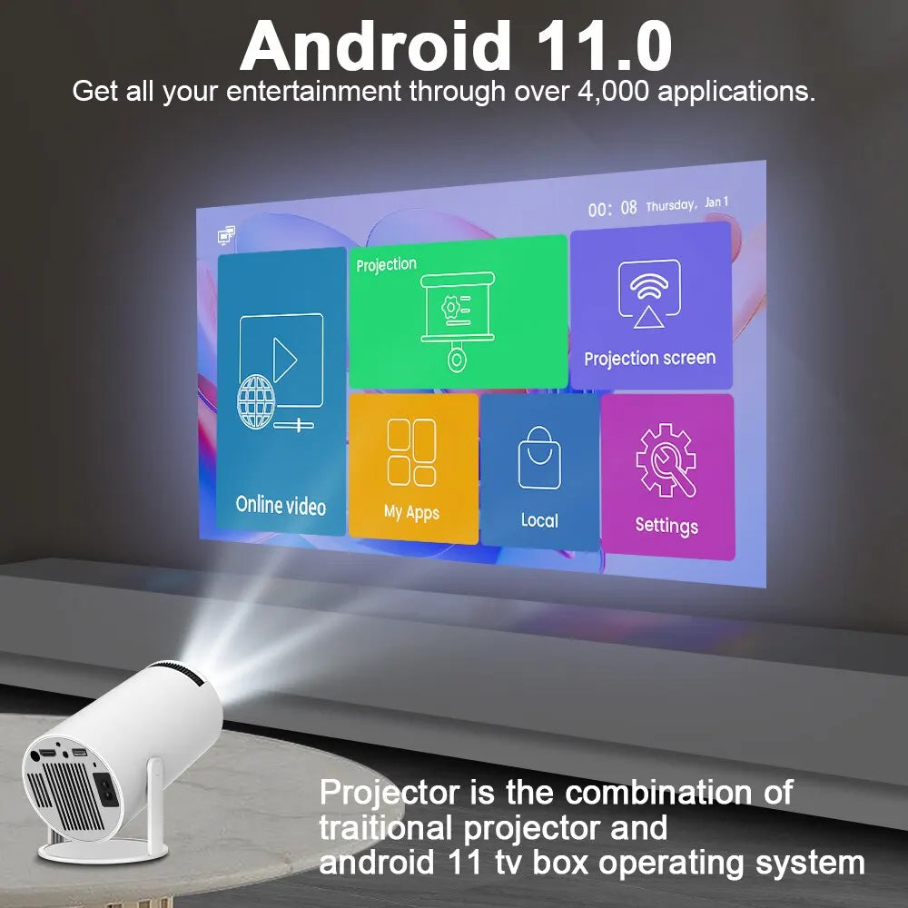 Magcubic HY300 Pro 4K Android 11 Projector – Portable Dual Wi-Fi & BT5.0