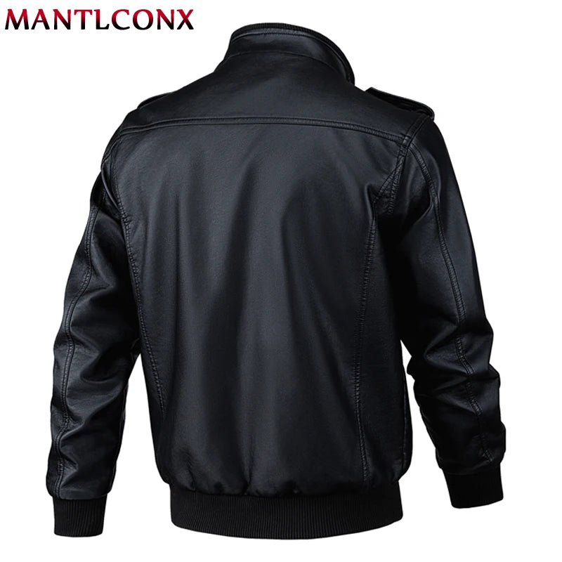 Vintage Zip-Up Leather Jacket: Stylish Motorcycle Outerwear for Men